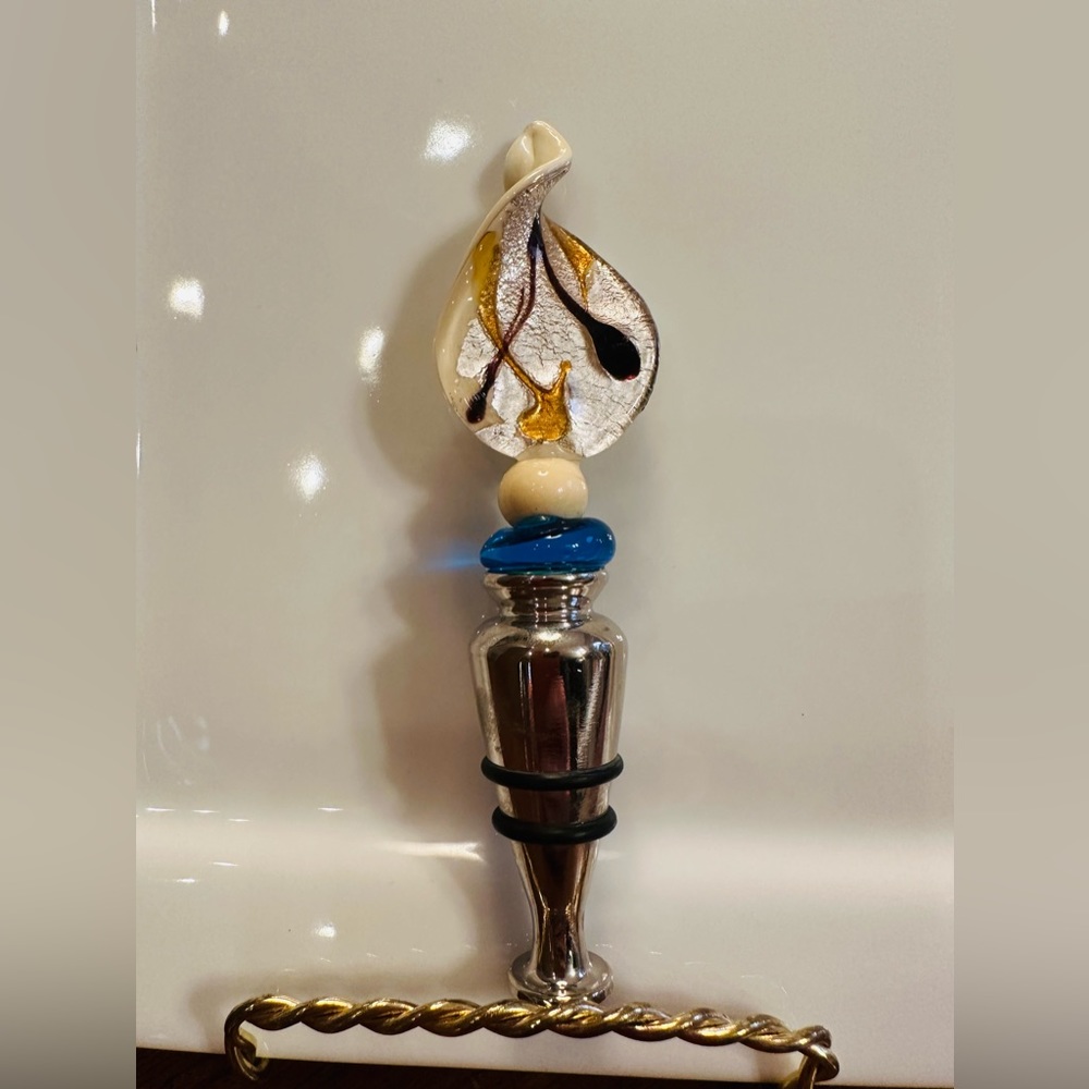 ARTFUL CABOCHON WINE  STOPPER CORK 🍷 GREAT CONDITION - Picture 2 of 4